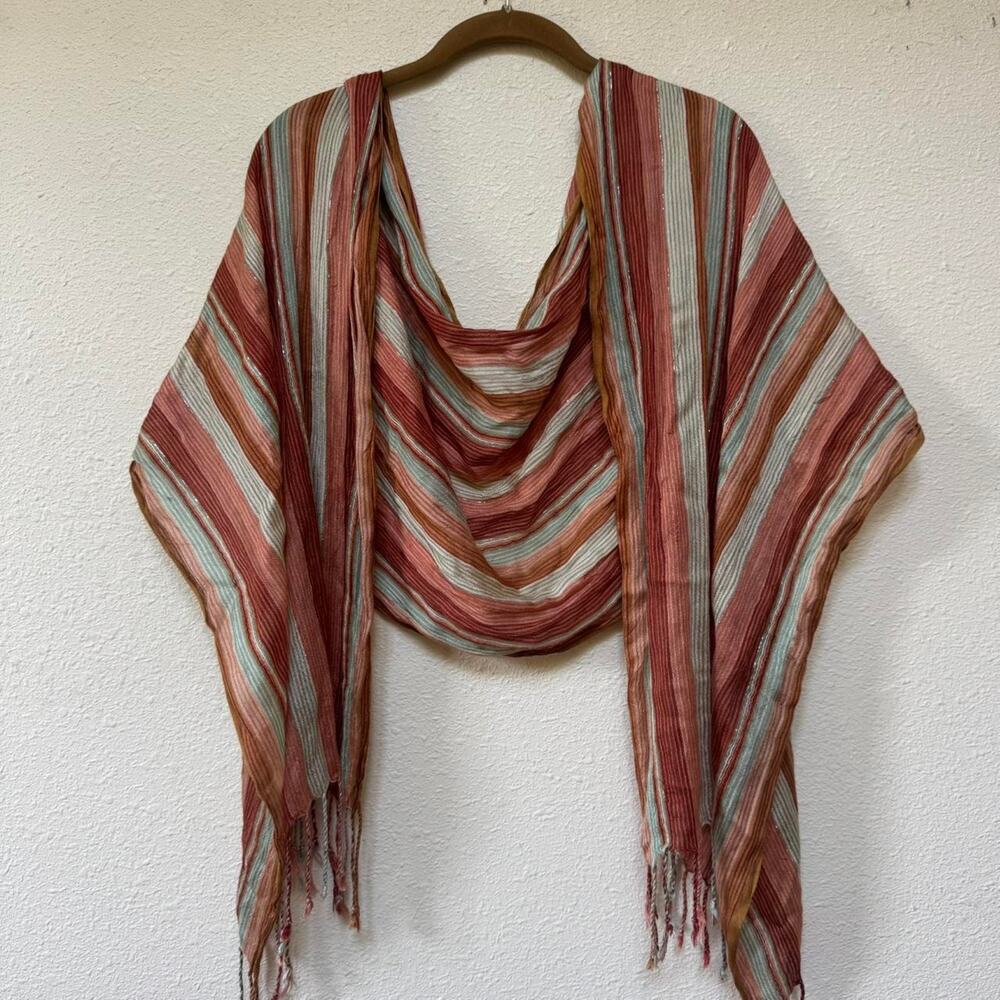 Boho multicoloured striped metallic scarf - Picture 5 of 6